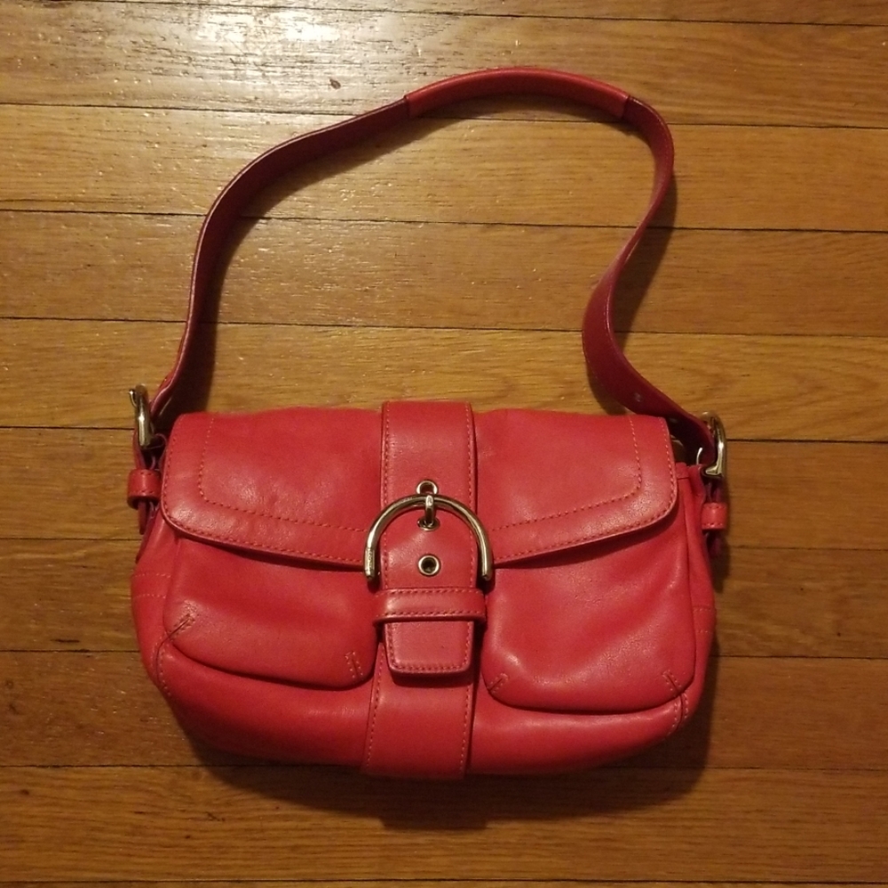 Classic red coach shoulder bag
